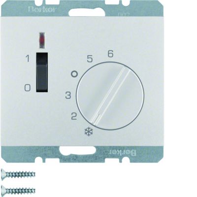 BERKER K.5 Regulator temperatury pomieszczenia 24V z stykiem zwiernym elementem centralnym łącznikiem i diodą aluminium 20317103 HAGER (20317103)