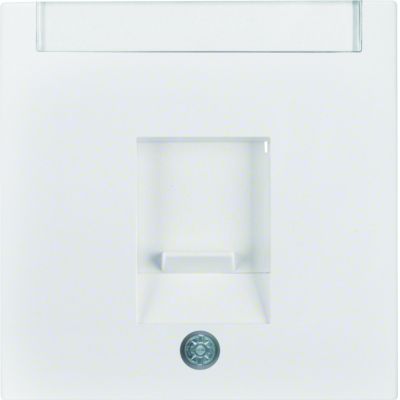 B.x/S.1 Płytka czołowa pojedyncza z zasuwami chroniącymi przed kurzem z polem opisowym biały połys 11708989 HAGER (11708989)