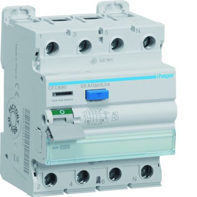 RCCB Wyłącznik różnicowoprądowy 3P+N 125A 300mA 10kA AC (CFC690)