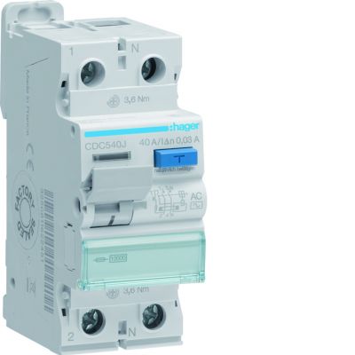 RCCB Wyłącznik różnicowoprądowy 1P+N 40A 30mA 10kA AC (CDC540J)