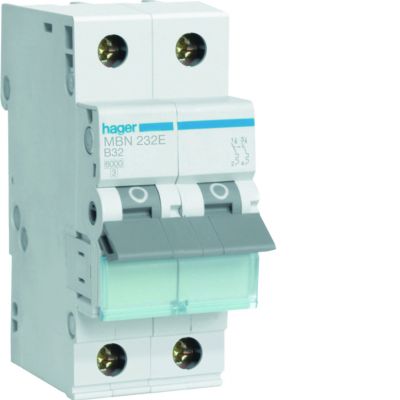 MCB Wyłącznik nadprądowy 6kA 2P B32A MBN232E HAGER (MBN232E)