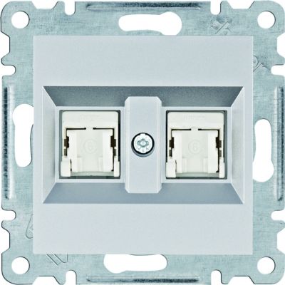 lumina Gniazdo komputerowe podwójne RJ45 kat.6 UTP srebrny WL2162 HAGER (WL2162)