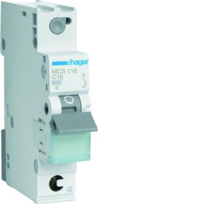 MCB Wyłącznik nadprądowy 6kA 1P C 16A QuickConnect MCS116 HAGER (MCS116)