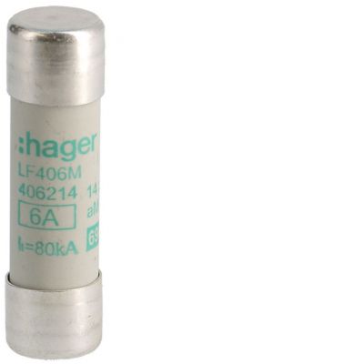 Wkładka bezpiecznikowa cylindryczna CH-14 14x51mm aM 6A 500VAC LF406M HAGER (LF406M)