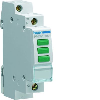 Lampka sygnalizacyjna LED 3x zielona 230VAC SVN221 HAGER (SVN221)