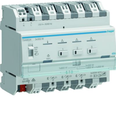 KNX e/s Ściemniacz uniwersalny 3-kanałowy 3-krotny TXA663A HAGER (TXA663A)