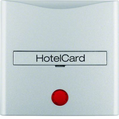BERKER B.Kwadrat/B.7 Nasadka z nadrukiem i czerwoną soczewką do łącznika na kartę hotelową aluminium mat lakierowana 16401404 HAGER (16401404)