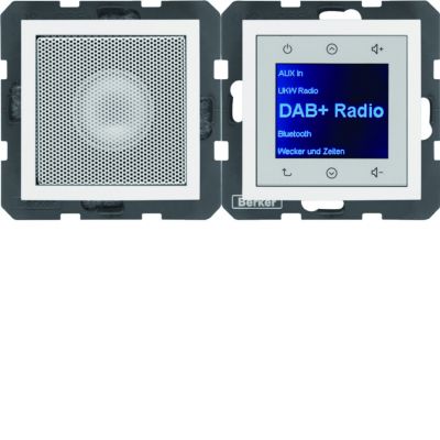 Berker B.Kwadrat/B.3/B.7 B.x Radio Touch podtynkowe DAB+ Bluetooth z głośnikiem biały połysk 30808989 HAGER (30808989)