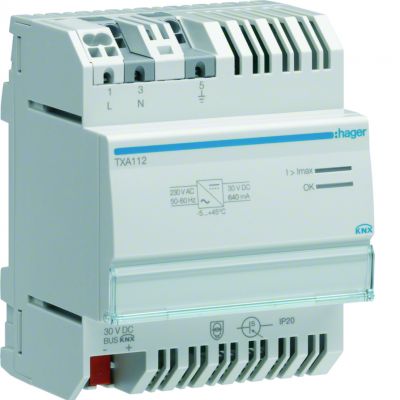 KNX e/s Zasilacz KNX 1 x 30V DC 640mA TXA112 HAGER (TXA112)