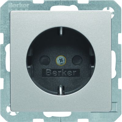 BERKER Q.x Gniazdo SCHUKO kompletne aluminium aksamit lakierowana 47236084 HAGER (47236084)