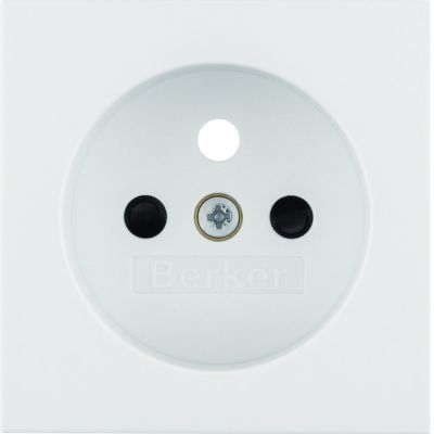 BERKER B.Kwadrat Płytka czołowa z przysłonami styków do gniazda z uziemieniem biały 3965768999 HAGER (3965768999)