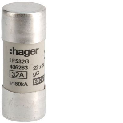 Wkładka bezpiecznikowa cylindryczna CH-22 22x58mm gG 32A 500VAC LF532G HAGER (LF532G)