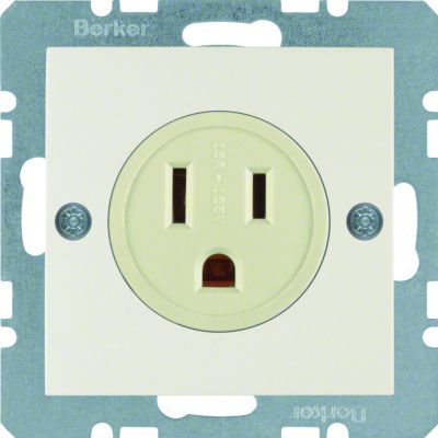 BERKER B.Kwadrat/S.1 Gniazdo z uziemieniem USA/KANADA NEMA 5-15 R krem 41668982 HAGER (41668982)