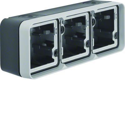 BERKER W.1 Adapter natynkowy potrójna poziomy 2 wejścia IP55 szary 6019303505 HAGER (6019303505)