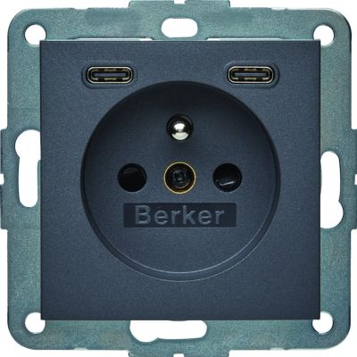 B.x Gniazdo z uziemieniem z ładowarką USB C+C 20W PD, antracyt mat (48161606)