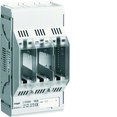 LT podstawa bezpiecz. NH00 3P 160A 690VAC szyny Cu 60mm zaciski klatkowe 95mm2 LT056U HAGER (LT056U)