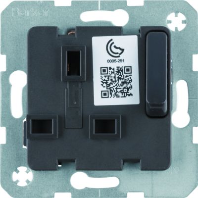 BERKER B.Kwadrat/Q.x mechanizm gniazda z uziemieniem standard brytyjski z łącznikiem i przesłonami styków antracyt 53420216 HAGER (53420216)