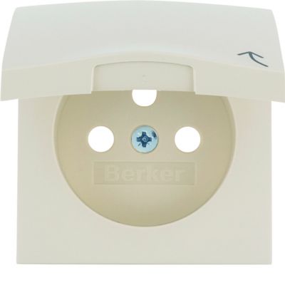 BERKER B.Kwadrat Płytka czołowa do gniazda z uziemieniem z pokrywą krem 3965898992 HAGER (3965898992)