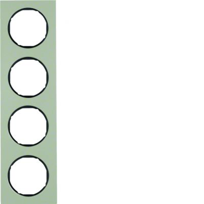 BERKER R.3 Ramka poczwórna stal szlachetna/czarny 10142204 HAGER (10142204)