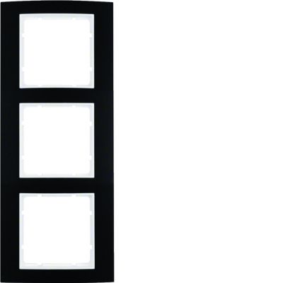 BERKER B.3 Ramka potrójna aluminium czarna/biała 10133025 HAGER (10133025)