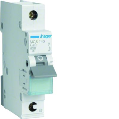 MCB Wyłącznik nadprądowy 6kA 1P C40A QuickConnect MCS140 HAGER (MCS140)