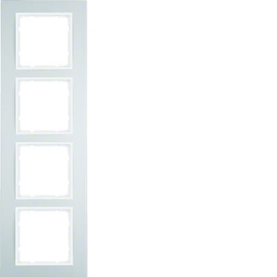 BERKER B.3 Ramka poczwórna aluminium/biała 10143904 HAGER (10143904)