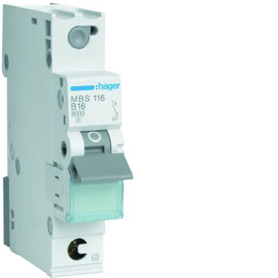 MCB Wyłącznik nadprądowy 6kA 1P B16A QuickConnect MBS116 HAGER (MBS116)