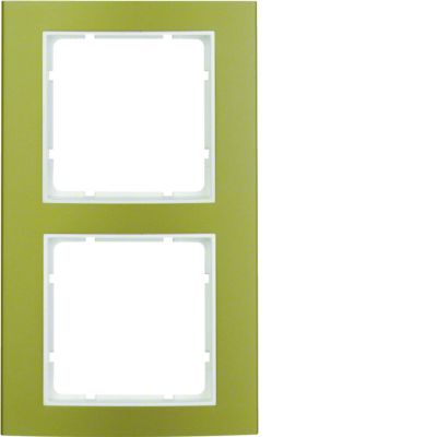 BERKER B.3 Ramka podwójna aluminium złoty/biała 10123046 HAGER (10123046)