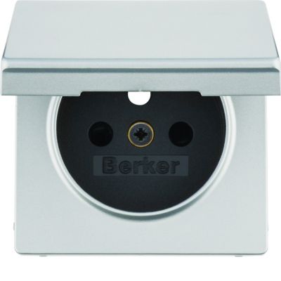 BERKER Q.x Płytka czołowa z przysłonami styków do gniazda z uziemieniem z pokrywą aluminium 3965436084 HAGER (3965436084)