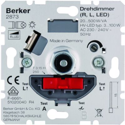 BERKER one.platform Ściemniacz obrotowy obc. R/L 20-500 W; obsługa lamp LED 3-100 W 2873 HAGER (2873)