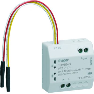 KNX q/e/s Wyjście załączające bezpotencjałowe pojedyncza + wej. bezpotencjałowe 2-kr TRM694G HAGER (TRM694G)