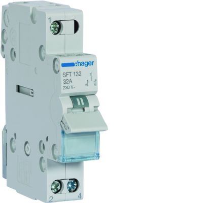 Modułowy przełącznik instalacyjny I-0-II punkt wspólny od góry 1P 32A 230VAC SFT132 HAGER (SFT132)