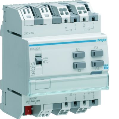 KNX e/s Wejście binarne 4-krotne 230V AC TXA304 HAGER (TXA304)