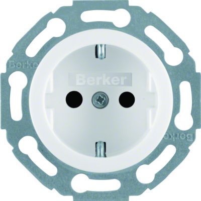 BERKER Serie 1930/Glas Gniazdo SCHUKO z podwyższoną ochroną styków samozaciski biały 4755 HAGER (4755)