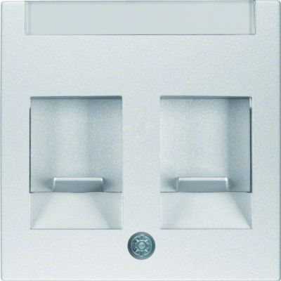 BERKER B.Kwadrat/B.7 Płytka czołowa podwójna zasuwa chroniące przed kurzem pole opisowe aluminium 11811404 HAGER (11811404)