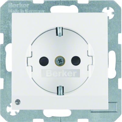 BERKER B.X Gniazdo SCHUKO z uziemieniem z podświetleniem orientacyjnym LED biały 41098989 HAGER (41098989)