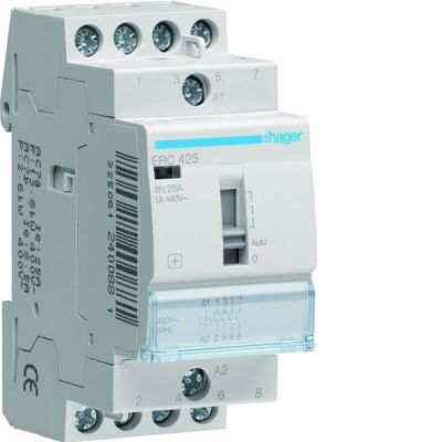Stycznik modułowy z możliwością sterowania ręcznego 230V AC 4Z 25A AC-7A B ERC425 HAGER (ERC425)