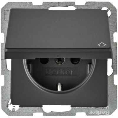 BERKER Q.x Gniazdo SCHUKO kompletne z porkywą antracyt aksamit lakierowana 47516086 HAGER (47516086)