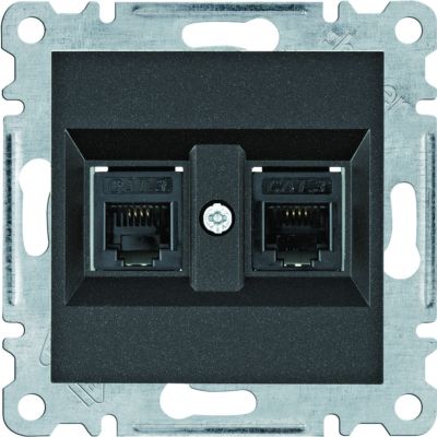 lumina Gniazdo telefoniczne podwójne RJ11, czarny (WL2023)