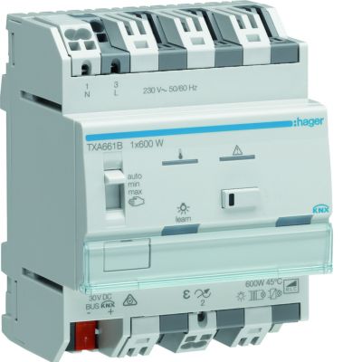 KNX e/s Ściemniacz uniwersalny 600 W 1-krotny TXA661B HAGER (TXA661B)