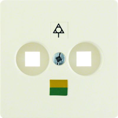 BERKER B.Kwadrat Płytka czołowa do gniazda wyrównania potencjału podwójna krem połysk 140302 HAGER (140302)