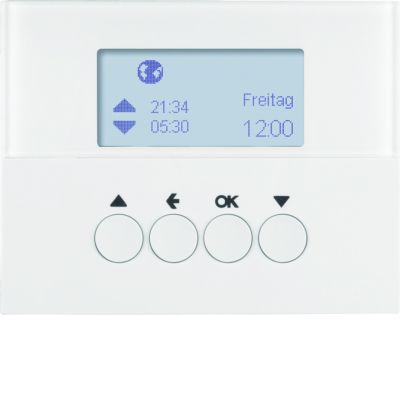 BERKER K.1 Żaluzjowy łącznik czasowy z wyświetlaczem do sterowania żaluzjami biały 85741179 HAGER (85741179)