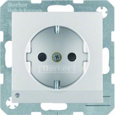 BERKER B.Kwadrat/B.7 Gniazdo SCHUKO z uziemieniem z podświetleniem orientacyjnym LED aluminium 41091404 HAGER (41091404)