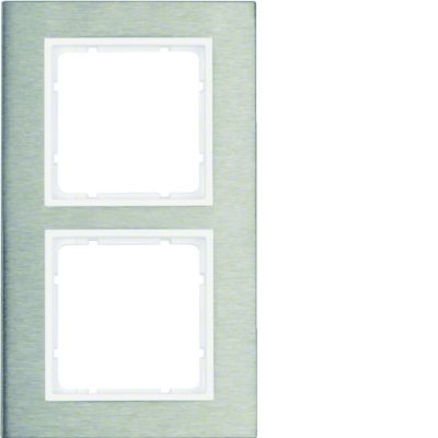 BERKER B.7 Ramka podwójna pionowa stal szlachetna/biała mat 10123609 HAGER (10123609)