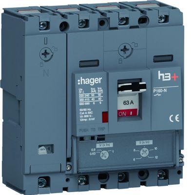 MCCB Wyłącznik mocy h3+ P160 4P 63A 40kA TM (HNS064DC)
