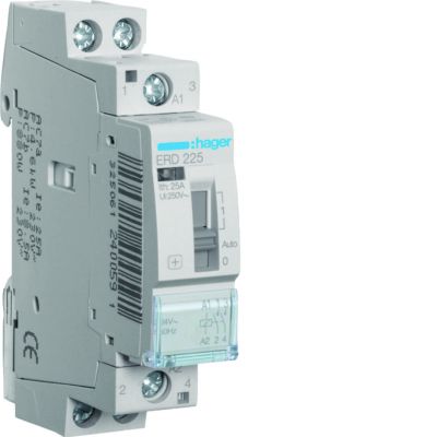 Stycznik modułowy z możliwością sterowania ręcznego 24V AC 2Z 25A AC-7A B ERD225 HAGER (ERD225)