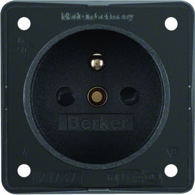 BERKER Integro Flow Gniazdo z uziemieniem z podwyższoną ochroną styków antracyt 961952505 HAGER (961952505)