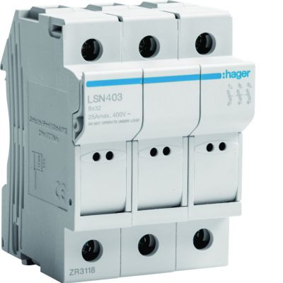 Rozłącznik bezpiecznikowy cylindryczny 3P 25A 8,5x31,5mm L32 LSN403 HAGER (LSN403)