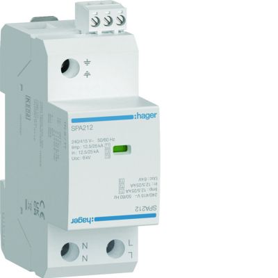 SPD Ogranicznik przepięć T1 kombinowany 2P TN-S/TT Iimp=25kA Up?1,5kV (SPA212)