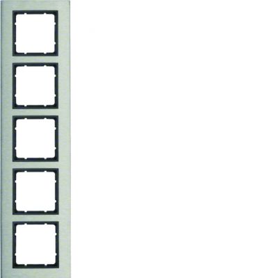 BERKER B.7 Ramka pięciokrotna pionowa stal szlachetna/antracyt mat 10153606 HAGER (10153606)